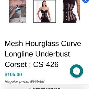 Mesh Black Waist Training Corset Size 32 Orchard Corset